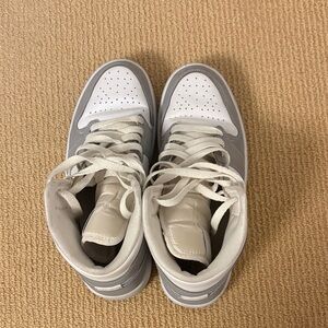 Air Jordan Gray and White mid high Sneakers